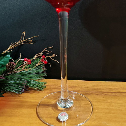 Ваза Empoli Cranberry Pink от италианско арт стъкло, нова