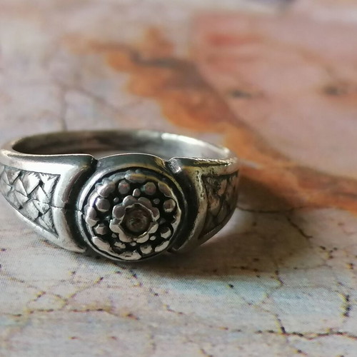 Men's Silver 950 Vintage Style Ring with Zircon New No 62 (US 10.5)