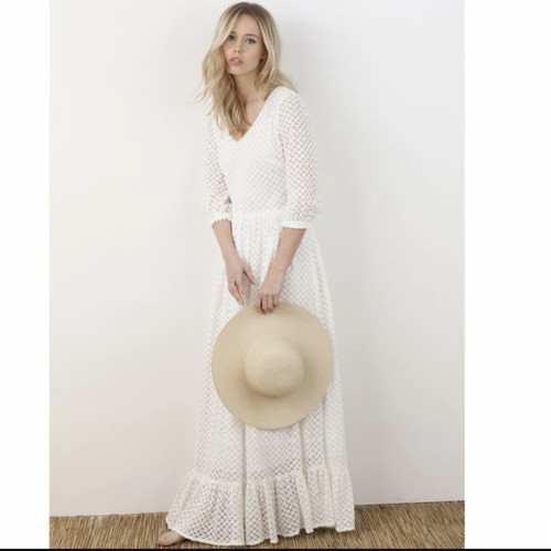 Brigitte Bardot x La Redoute romantic 70s inspired dress, like new, white, size S
