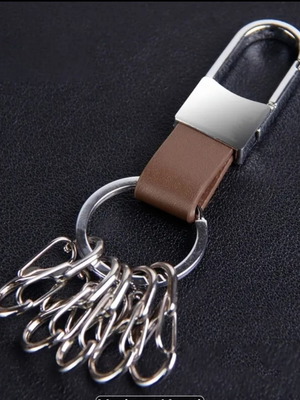 Keychain belt brown new metal keychain