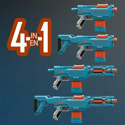 Nerf Elite 2.0 Echo CS-10 blaster used with 6 foam darts and goggles