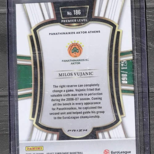 Milos Vujanic Panathinaikos Premier LvL Card 2025-26 Panini Select Euroleague