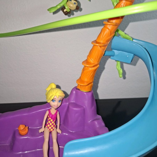 Polly Pocket Zipline Adventure Pool used with missing parts and discoloration