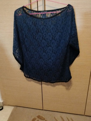 Caramela Lace Batwing Blouse new, blue, one size