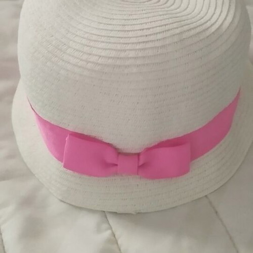 Summer hat for girl size 50 like new, white and pink