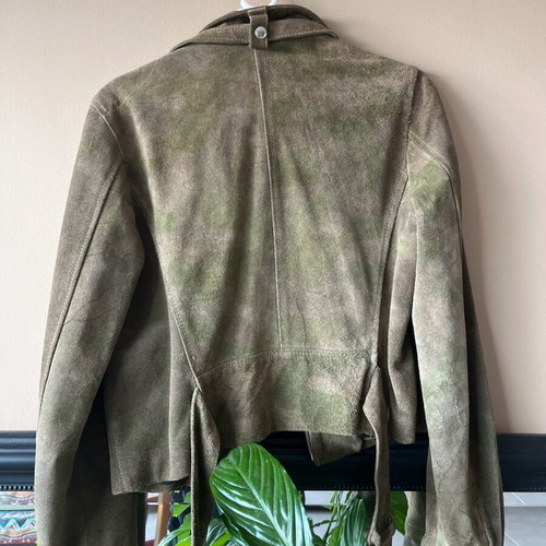 Short jacket used, soft velvet, khaki, size S