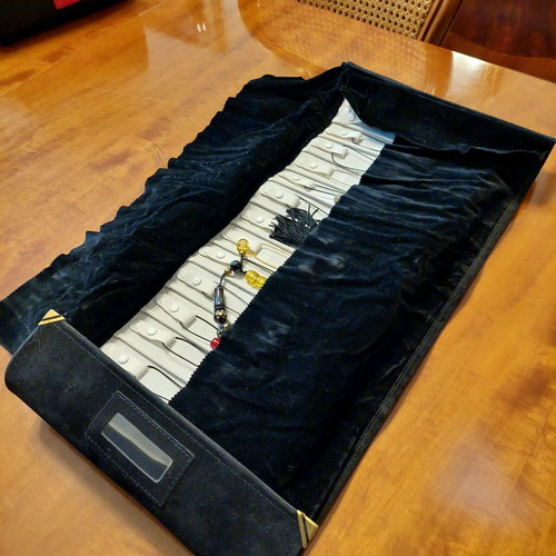 Leather jewelry presentation case like new, black