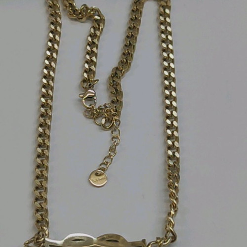 Steel necklace new, gold color with infinity design