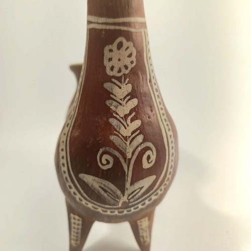 Handmade traditional Peruvian ceramic vessel in llama shape, like new