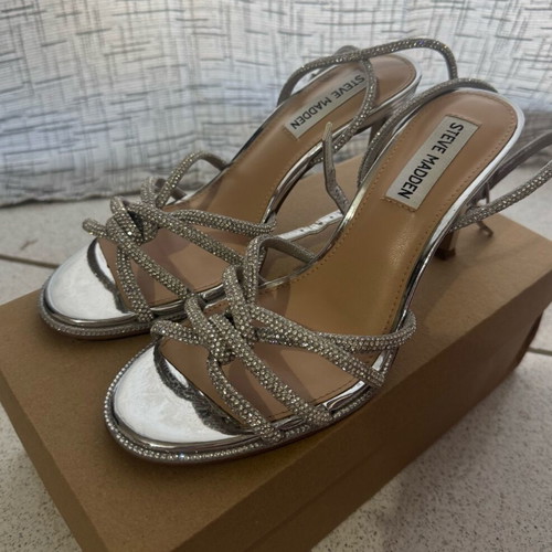 Steve Madden Kailyn silver sandals like new, size 37, 9cm heel