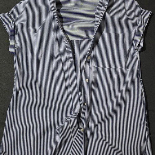 Women's short-sleeve striped shirt, loose fit