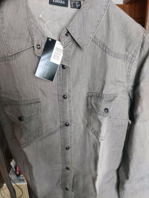 Women's denim shirt new medium gray with faded effect