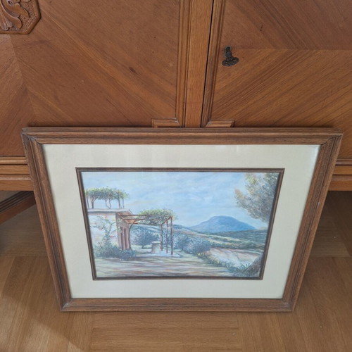 Original handmade painting in frame, oil or pastel