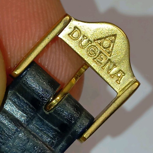 Vintage Dugena wristwatch women's used with leather strap and date