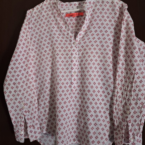 Mango women's shirt used, long sleeve, size M, white and red