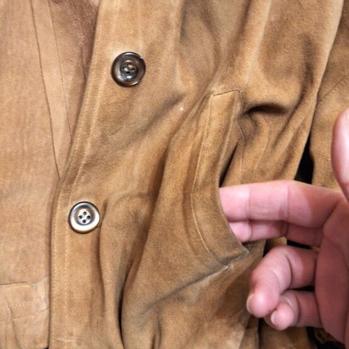 Vintage Castor Leather Jacket with Knit Collar Size S/M used, beige light brown