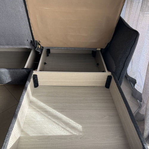Corner sofa bed gray with storage, used