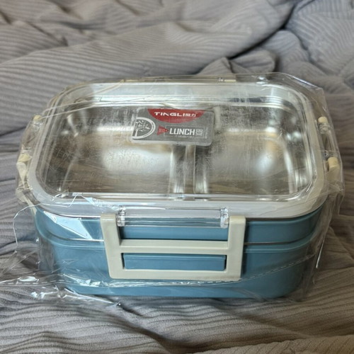 Stainless steel lunch box 1.2L with airtight lid and compartments
