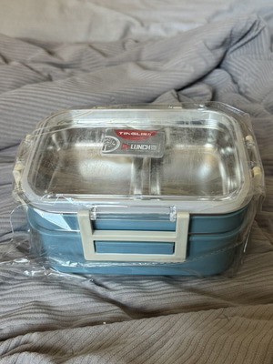 Stainless steel lunch box 1.2L with airtight lid and compartments