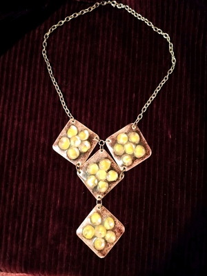 !SPRING OFFERS!%VIRGINIA YELLOW necklace Κολιέ χειροποίητο,τεχνική με χαλκο κ υγρό γυαλι-