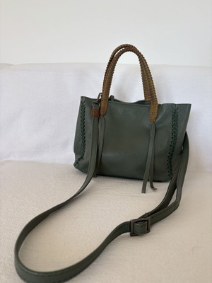 Callista tote bag used, dark sage green, 21x11x17 cm