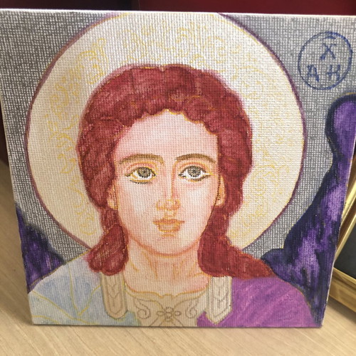 Guardian Angel Handmade Watercolor Painting on Compressed Canvas