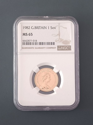 Χρυσή λίρα 1982 MS65 πιστοποιημένη από NGC