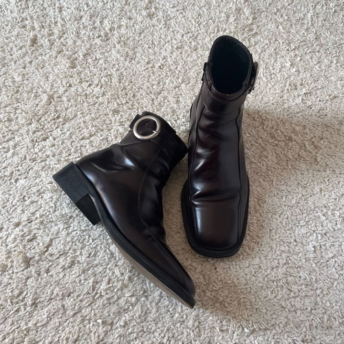 Vintage Armando d’alessandro buckled ankle boots with zipper, used, genuine leather size 40