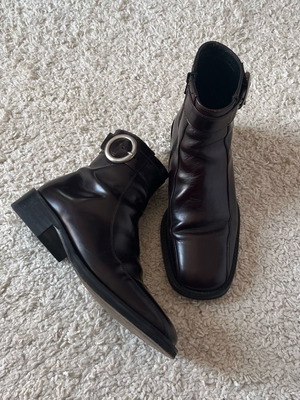 Vintage Armando d’alessandro buckled ankle boots with zipper, used, genuine leather size 40