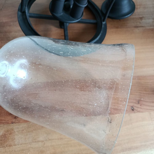 Viokef vintage hanging lantern light with bubble glass, three-light