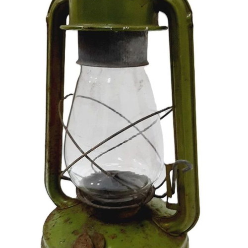 Vintage rustic gas lantern used, metal and glass