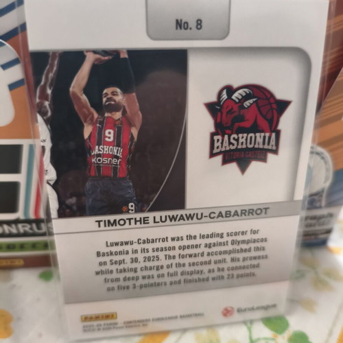 Timothe Luwawu Cabarrot Game Night Euroleague Contenders Card new