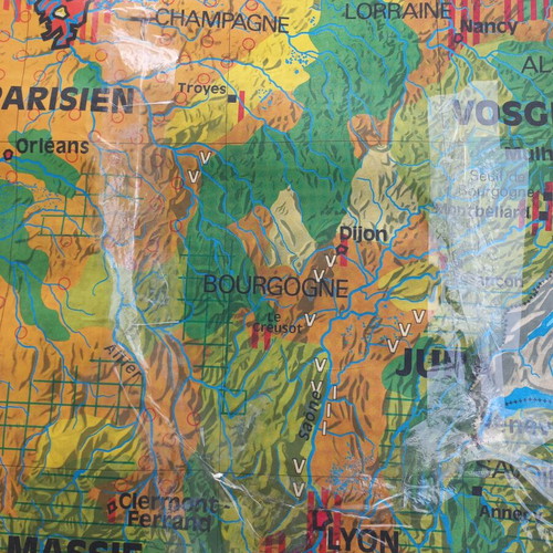 France map old used double-sided 100x124 cm