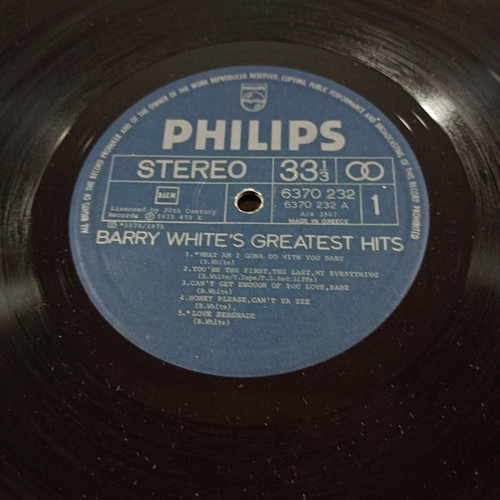 Barry White's Greatest Hits vinyl record used, R&B / Soul