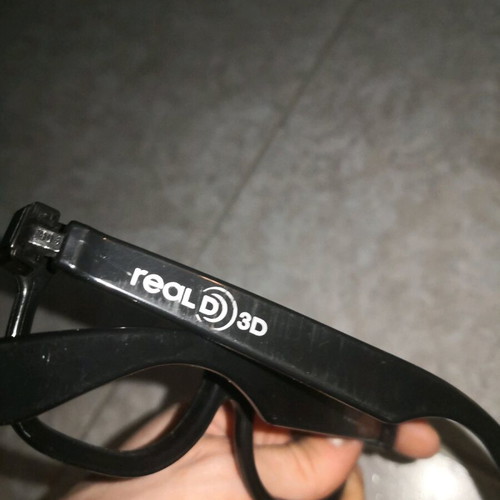 Plastic 3D glasses frame used, black without lenses