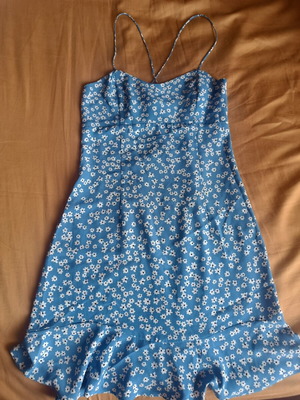 Zara Mini Floral Dress XS Like New, Blue and White