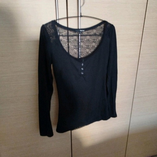 Tally Weijl long-sleeve blouse like new, black with lace