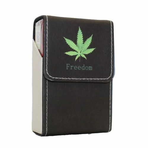 Freedom leather cigarette case brown new with magnetic closure