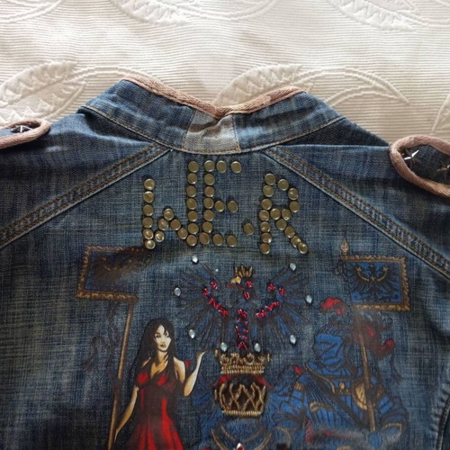 Vintage Y2K Embroidered Denim Jacket We-R Just Angels like new, size M, blue