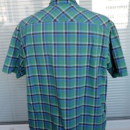 Vaude Men's Check Short Sleeve Shirt XL used, green and blue