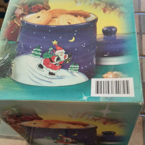 Christmas ceramic cookie jar with Santa Claus design, new