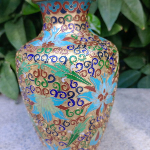 Cloisonne vase handmade authentic new