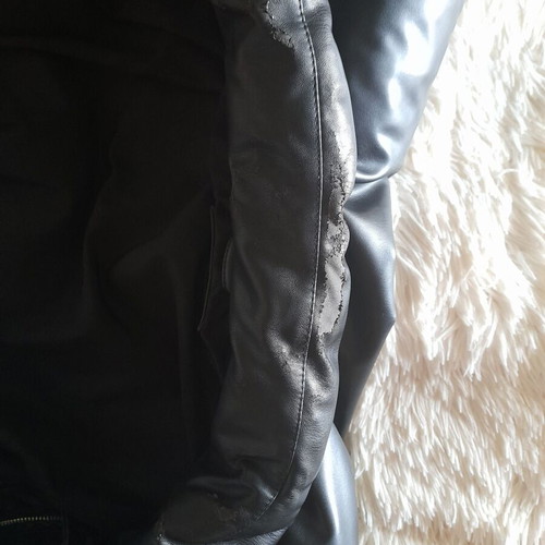 Pull&Bear δερμάτινο puffer μπουφάν crop μεταχειρισμένο, μαύρο, μέγεθος L