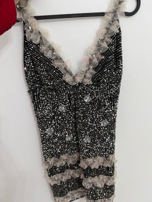 Dress with sequins like new, size XS, black and grey