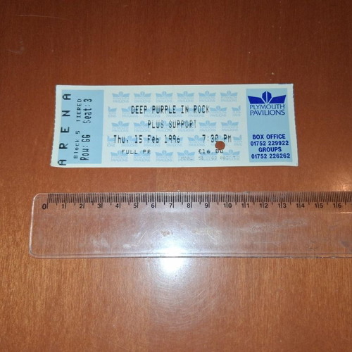 Deep Purple Plymouth Pavilions 1996 ticket used
