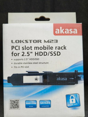 Akasa Lokstor M23 PCI slot mobile rack for 2.5" HDD/SSD new