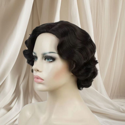 Reewes short wig new, black, 1920 style