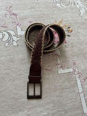 Massimo Dutti women's leather braided belt size 70 like new beige brown