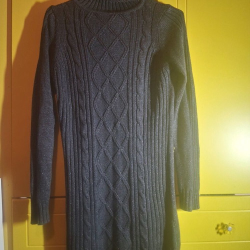 Esmara knitted dress like new, dark gray with silver pattern