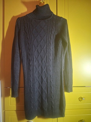 Esmara knitted dress like new, dark gray with silver pattern